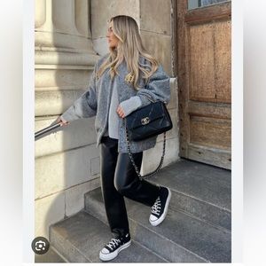 Zara textured grey bomber xs